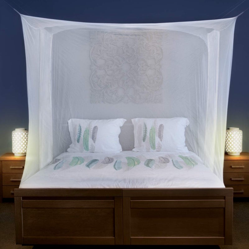 Universal Backpackers Mosquito Net for Single to King-Sized Beds â€“ 2 Side Openings & 6 Hanging Loops â€“ Decorative Rectangular Shape for Home & Travel â€“ Bed Canopy Hanging Kit & Carrying Bag Included - Image 1